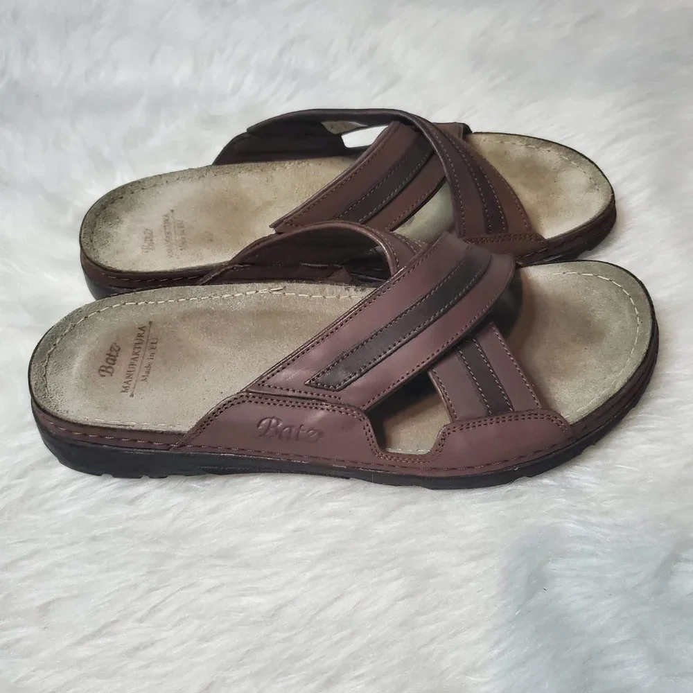 BATZ Alex Handmade Leather Mens Slip-on Sandals Clogs Mules, 41